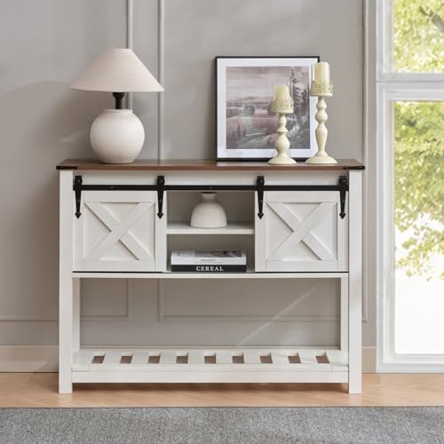 Puntogen Entryway Table with Sliding Barn Doors