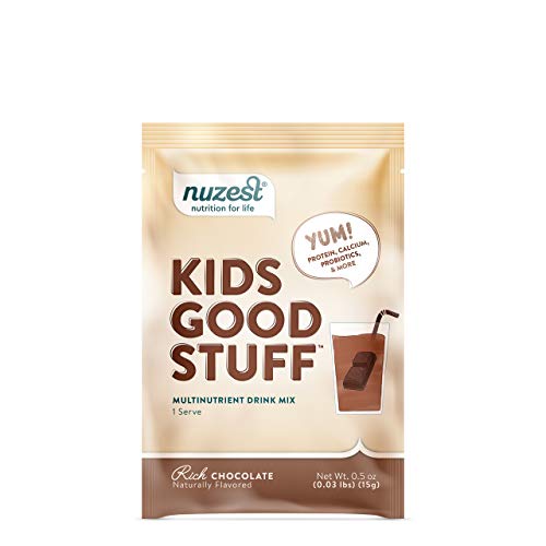 Nuzest - Kids Good Stuff - Vegan Smoothie Mix - Rich Chocolate - Multivitamin Nutritional Supplement Protein Shake - Dairy Free - Supporting Growth and Development - 0.5 Oz (1 Serving)