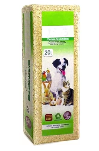 pcmoviles Lecho Natural de Virutas de Madera para Pequeñas Mascotas – Serrín Natural, 20L