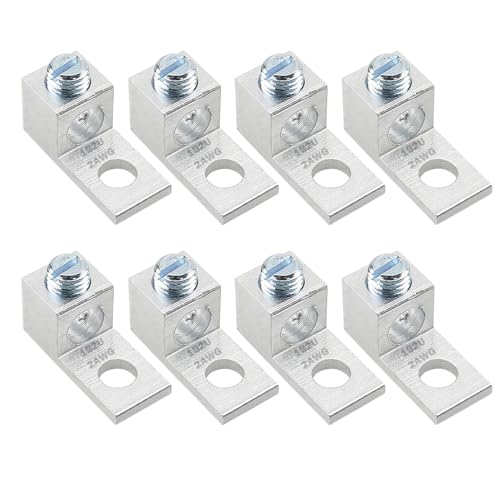 8Pcs Aluminum Mechanical Lugs, 2AWG TA-2 1B2U Terminal Mechanical Lug, 1-Hole, Silver