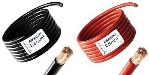 EBROM Batteriekabel ROT (+) SCHWARZ (-) Paar 2 5 mm2 Wahl: 2 m 2 5 mm