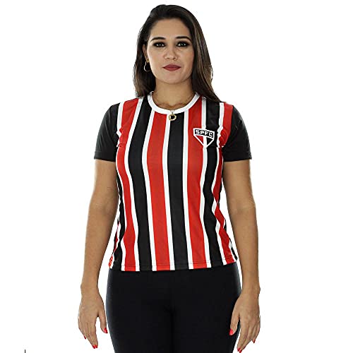 Camisa Braziline São Paulo Change Tricolor - Feminina - M - Preto e Vermelho