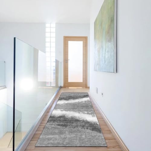 Alfombra de pasillo gris 90x100 cm con base antideslizante 6