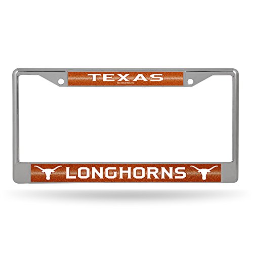 NCAA Rico Industries Bling Chrome License Plate Frame with Glitter Accent, Texas Longhorns