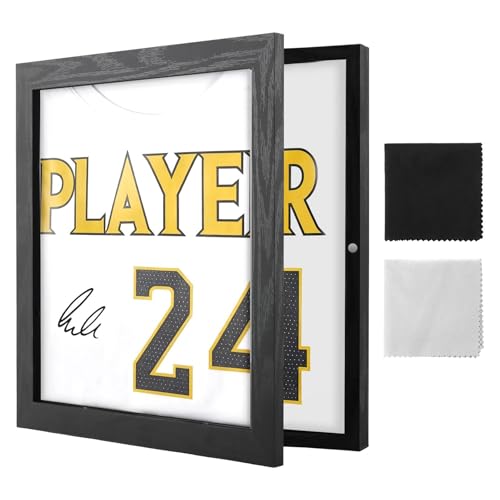 Axrivonte 1 Pack T Shirt Display Frame 13 x 13 Black Jersey Displays Frame Case 1 Depth of Usable Space Shadow Box Display Case for Shirts Jerseys Memorabilia