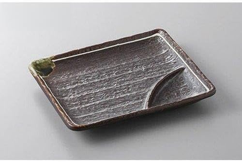 Set of 5, Partition Plates, Iron Glaze Line, 70 Partition Dishes [6.7 x 5.7 x 0.8 inches (17 x 14.5 x 2 cm)] [Restaurants, Ryokan, Japanese Tableware, Restaurants, Commercial Use, Tableware]