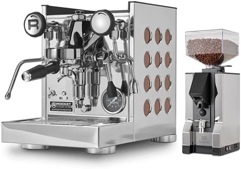 Rocket Espresso Appartamento TCA Espresso Machine and Eureka Mignon Silenzio 55 Grinder Bundle (Stainless Steel Copper/Chrome)