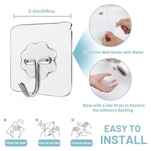 Image of REWOP Adhesive Wall Hooks for Heavy Items Stainless Steel, PVC, ABS Nail Free Seamless Adhesive Non-Trace No Drilling Installation Hanging, Waterproof Screws Wall Hook (Flower Hooks, 10)