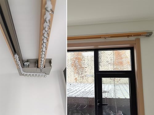 Wood Grain Curtain Rods - Mute Sliding Double Track System for Wall Divider, 4 to 16 Ft Adjustable Length, Stylish & Durable Curtain Pole for Home Décor