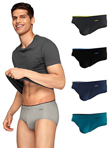 Image of XYXX Men's Uno Micromodal Regular Fit Solid Antimicrobial Briefs with No Marks Waistband (Pack of 5)