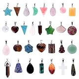 Mix Random 30pcs Natural Stone Like Pendants Charms Jade Turquoise Stone Beads Bracelet Necklace Jewelry Findings Gemstone (Mix Styles)