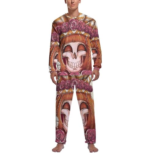 Ensemble de pyjama homme Crâne De Plume avec haut manches longues et pantalon de nuit