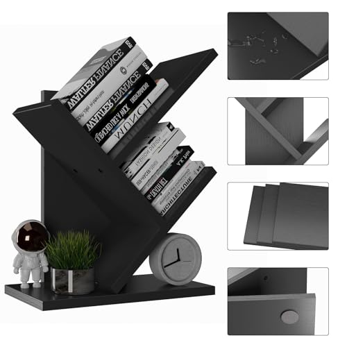 YMYNY Bücherregal im Baumform, 2 Ebenen Schreibtisch-Organizer, Modernes Holzregal für Bücher/Filme/CDs… – Ansicht 8