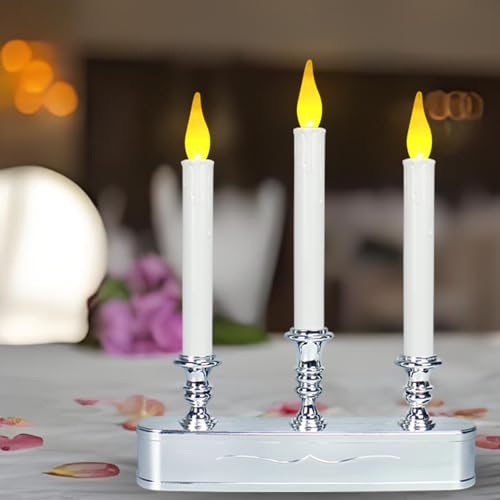 Image of Window Candles Battery Operated with Timer 8 Hours on and 16 Hours Off Led Warm White with Flicker Flame