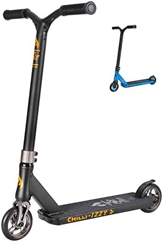 Chilli Izzy Mini Pro Scooters/Pro Scooter - Trick Scooter, Stunt Scooter, BMX Scooter, Freestyle Scooter, Trick Scooters for Kids, Stunt Scooters, Trick Scooters for Teens & Adults (Grey, Blue)