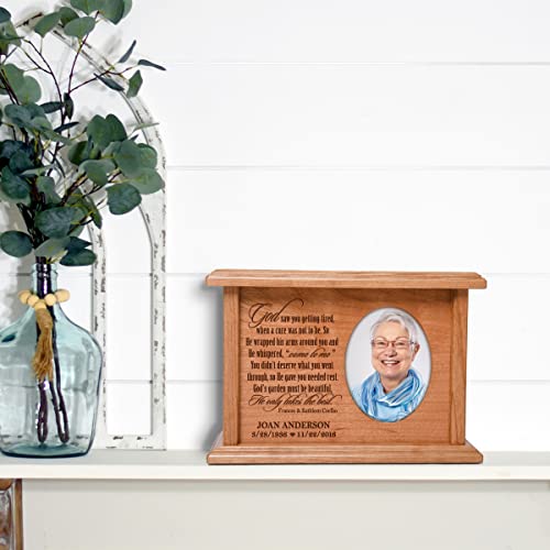 Lifesong Milestones Urns For Ashes Adult Female Urns For Ashes Adult Male Custom Picture Frame Engraved Cremation Urns For Adult Ashes Small Decorative Cherry Wood Funeral Keepsake Box Memorial Gift #TOP5