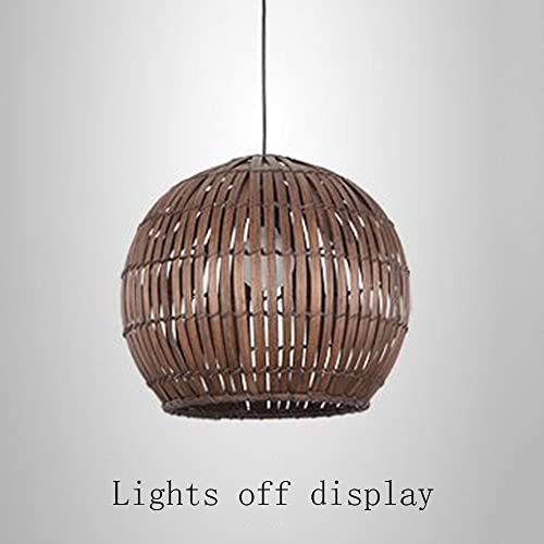 Lampe suspendue rétro en bambou tressé E27 d'un diamètre de 30 cm - 7