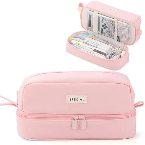 MAMUNU Pencil Case Large Capacity, Pencil Case Aesthetic, Pencil Case Pen Pouch with Zipper Compartments Portable Handle, Pencil Pouch for School Office College Teen Girls Boys Adults Students Cover
