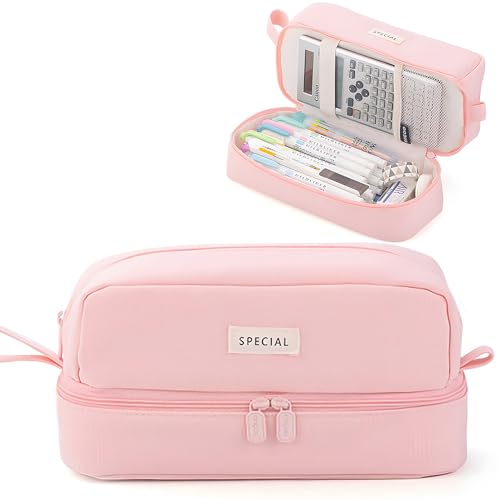 Image of MAMUNU Pencil Case Large Capacity, Pencil Case Aesthetic, Pencil Case Pen Pouch with Zipper Compartments Portable Handle, Pencil Pouch for School Office College Teen Girls Boys Adults Students