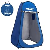 Tienda cambiador playa, camping ducha 1 adulto, 120x190 cm, tienda montaje Pop Up, bolsillo y puerta con cremallera doble, tejido Oxford azul, protección UPF+50 y waterproof, incluye 4 piquetas