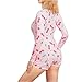 TOISHOLI Women V Neck Shorts Jumpsuit Butt Flap Bodycon Romper Overall Sleepwear Printed Pajama Long Sleeve Bodysuit(Print Pink, L)