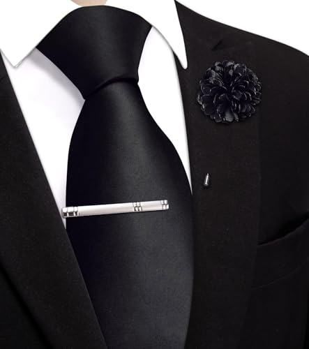 Image of Hi-Tie Men's Extra Long Solid Satin Tie Set 63 Inch /70 Inch Formal Necktie