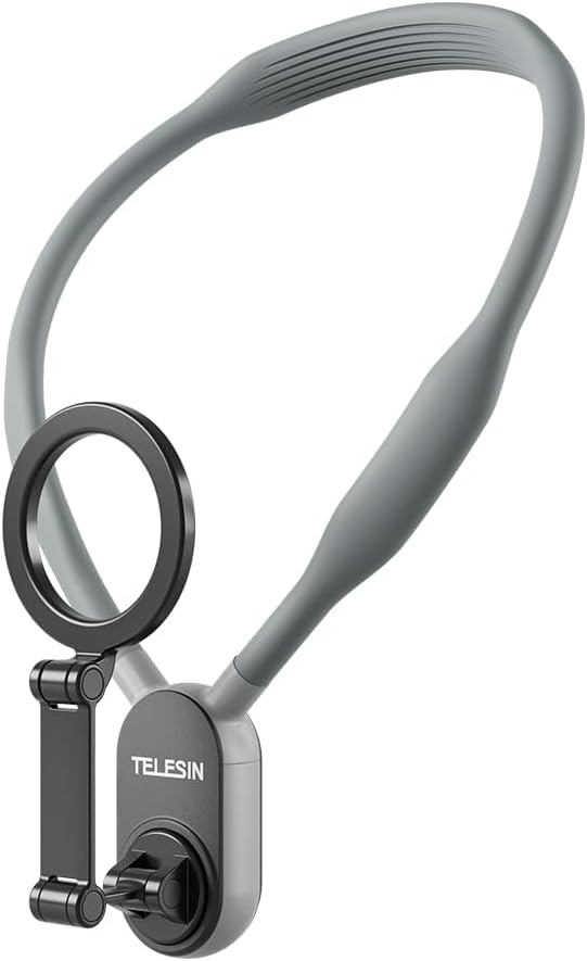 TELESIN Magnetic Phone Holder, Stand for POV/Vlog Selfie Mount Hand Free Phone Neck Holder Chest Stand Strap Video Recording for iPhone 15 14 13 12 Android Phones (Grey)