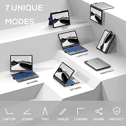 Image of typecase Touch Case with Keyboard for iPad Air 5th Generation (10.9-inch, 2022): Trackpad - 360 Rotatable - Wireless Backlit Keyboard Case with Pencil Holder for iPad Air 5th /4th Gen - Graphite Grey