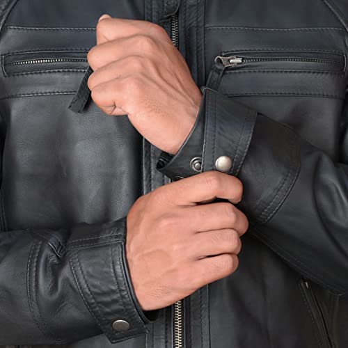 Image of Mens Vintage Retro Biker Cafe Racer Jackets - Diamond Quilted Style Genuine Leather Motorcycle Jacket