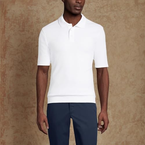 Polo para hombre Lands' End cuello con banda y manga corta miniatura 6