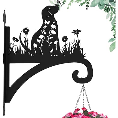Beyoogeem Plant Hangers Outdoor Heavy Duty Iron Decorative Dog Silhouette Plant Hooks for Hanging Baskets 11 inch Hanging Plant Bracket Wall Hooks for Flower Pot Lantern Bird Feeder Wind Chimes Cover
