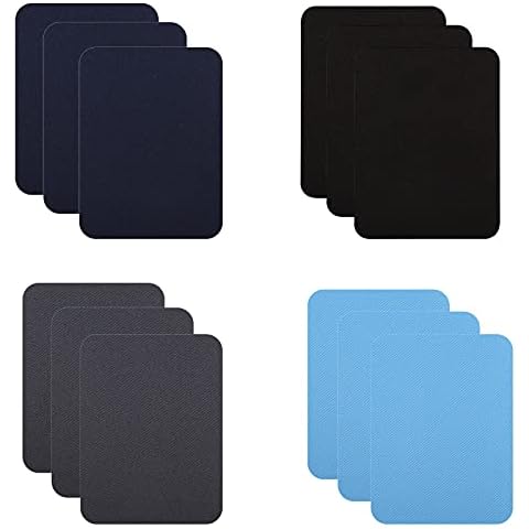 Jeans Repair Kit Set Iron-On Patches, 12 Pieces, 4 Colours, Washable, No Sewing, Jeans Patches for Ironing, for DIY, Rectangular Denim Patches (12.5 cm x 9.5 cm) Cover