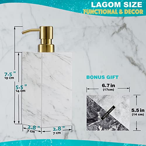 Lagom House GREY STONE SOAP DISPENSER Marble Soap Dispenser, White Italian Natural Stone Marble Liquid Hand Soap Dispenser Decorative Bottle For Kitchen Bathroom Countertop Gold Stainless Steel Lotion Pump Dispenser thumb #3