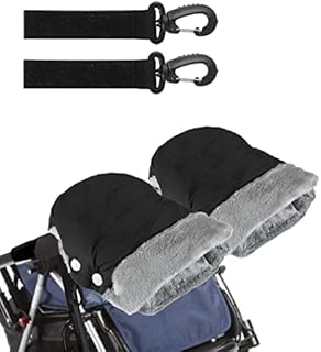 Pram Hand Muff, Stroller Warmer Gloves Thick Plush Pushchair Hand Gloves Waterproof and Windproof Baby Pushchair Hand Muff with Stroller Hook for Baby Carriage Trolley Bike