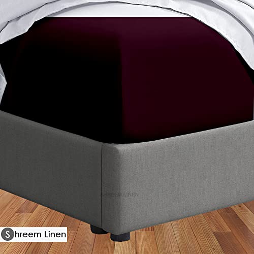 Image of Top Split Queen Fitted Sheet for Adjustable beds 1PC Half Split Queen Fitted Sheet Only Split Down 34 inches from The Top, 400 TC 100% Cotton Fitted Sheet Split Queen (Wine)