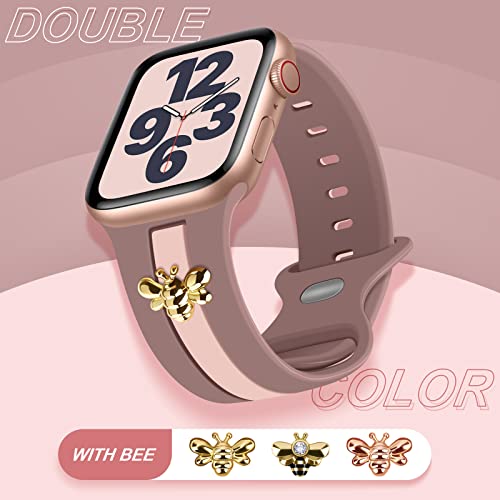 Image of 3 Pack Designer Sport Bands Compatible With Apple Watch Band 38mm 40mm 41mm 42mm 44mm 45mm 46mm 49mm Women Girls,Soft Silicone Sport Strap for iWatch Series 10 9 8 7 6 Ultra SE 5 4 3 2 1