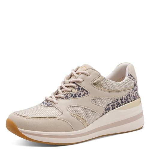 Marco Tozzi Damen Sneaker weiches Feel Me Wechselfußbett weiches Innenfutter Elastisch, beige (Cream Comb), 38 EU