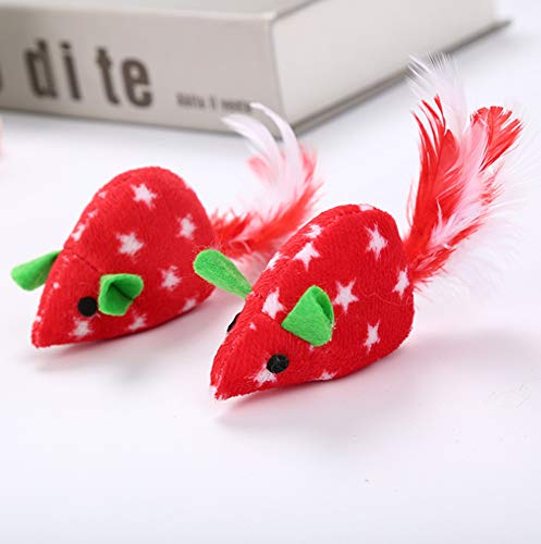 LAARNT - Juguete interactivo para mascotas (2 unidades), diseño de ratón, color rojo Cover