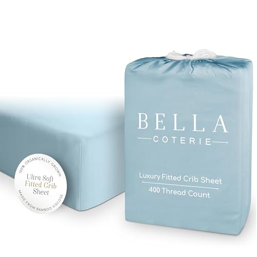 Image of Bella Coterie Luxury Bamboo Viscose Crib Sheet | Organically Grown | Ultra Soft, Cooling for Better Sleep | Deep Pocket Fitted Sheet for Crib & Toddler Mattress | 100% Organically Grown [Coastal Blue]