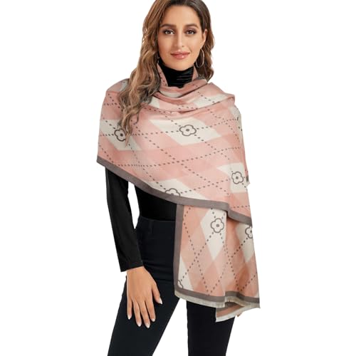 EXTREE Scarfs for Women Pashmina Silky Shawl Wrap for Evening Dressing Blanket Open Front Poncho Cape Clover Pink