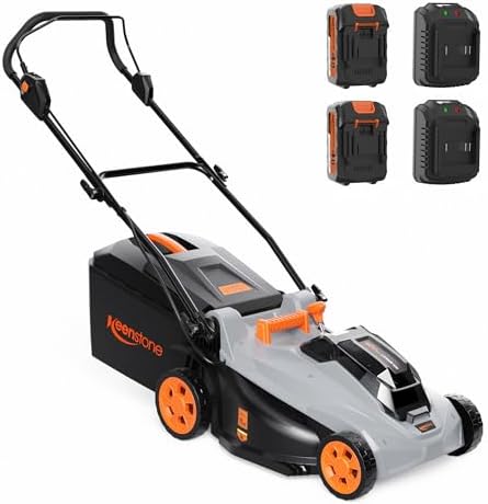 best lawn tractor for hills and slopes that will change your mowing game 2 Keenstone 17" Electric Lawn Mower Cordless, Upgraded Direct Drive Brushless Motor Lawn Mower, 3-Height Adjustable Handle, 10.5 Gal Collection Bag for Slopes Hills Uneven Terrain