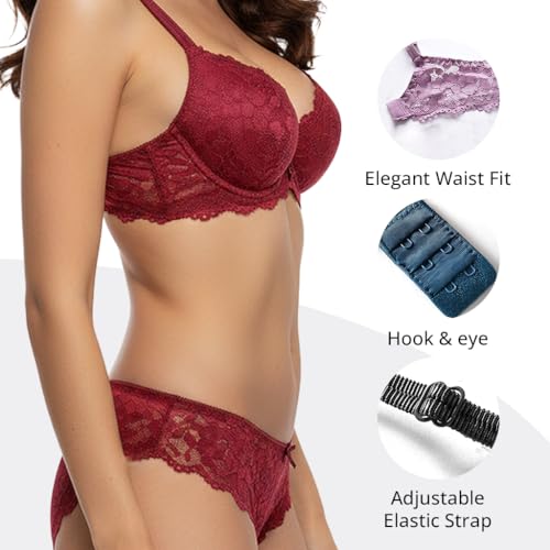 Image of Women's Floral Lace Lingerie Set | Bra and Panty Set | Lace Teddy Strap Babydoll Bodysuit Bra Panty Lingerie | Bikini Lingerie Babydoll Set for Honeymoon Couple Special Wedding Night