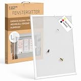 Klemm Fliegengitter Fenster mit Rahmen Weiss 120 x 140cm Fliegenschutz Fensterrahmen, Insektenschutz Fenster Fliegengitter mit Rahmen Alu - Montage ohne Bohren - Insektengitter Fliegennetz Fenster