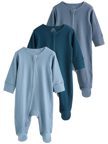 NEXT Babystrampler Zwei-Wege-Reißverschluss, 3er-Pack Blau 3 Monate