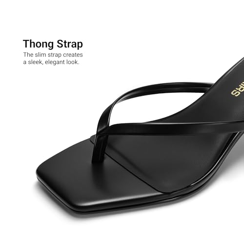 Image of DREAM PAIRS Kitten Heels for Women Flip Flop Low Heels Square Open Toe Sandals Thong 1.97 Inch Heeled Sandals for Summer Vacation