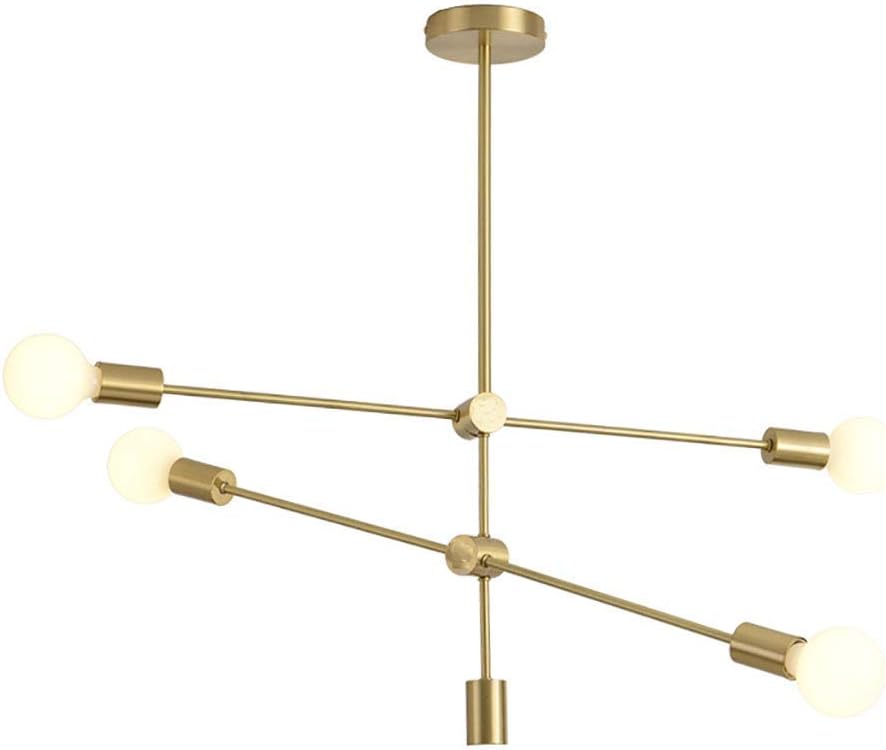 Modern Sputnik Chandelier 4 Lights Adjustable Pendant Light Fixture Gold Industrial Iron Ceiling Light Fixture for Kitchen Dining Room Living Room,Bronze,4 Lights