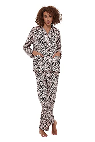 Image of GLOBAL Women Cotton Pajamas Long Sleeve PJs Button Down Sleepwear S-3XL