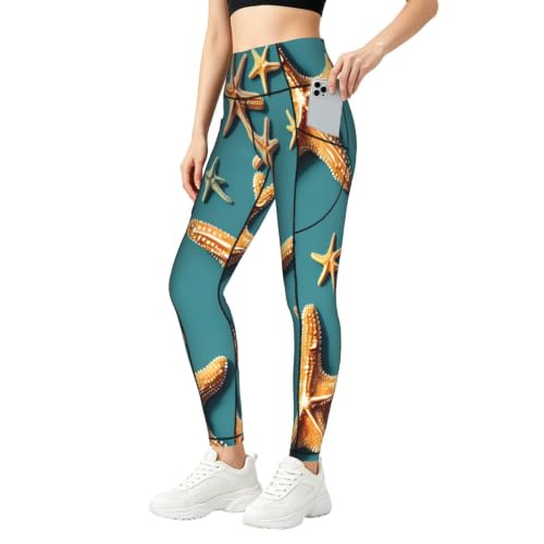 Leggings de yoga opacos que no se transparentan con bolsillos útiles de estrella de mar