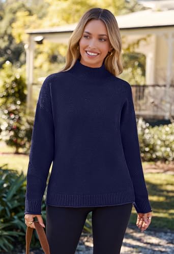 Image of MEROKEETY Women's Turtleneck Long Sleeve Sweater 2025 Fall Cozy Knit Loose Casual Trendy Pullover Tops Winter Clothes