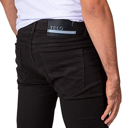 Kit com Duas Calças Masculinas Jeans e Sarja Coloridas com Lycra - Jeans Escuro e Preta - 40